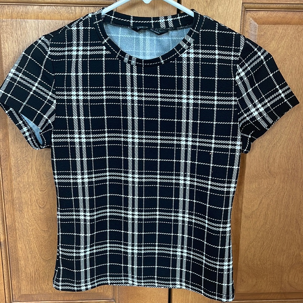 Cropped Checker Tee - Small
